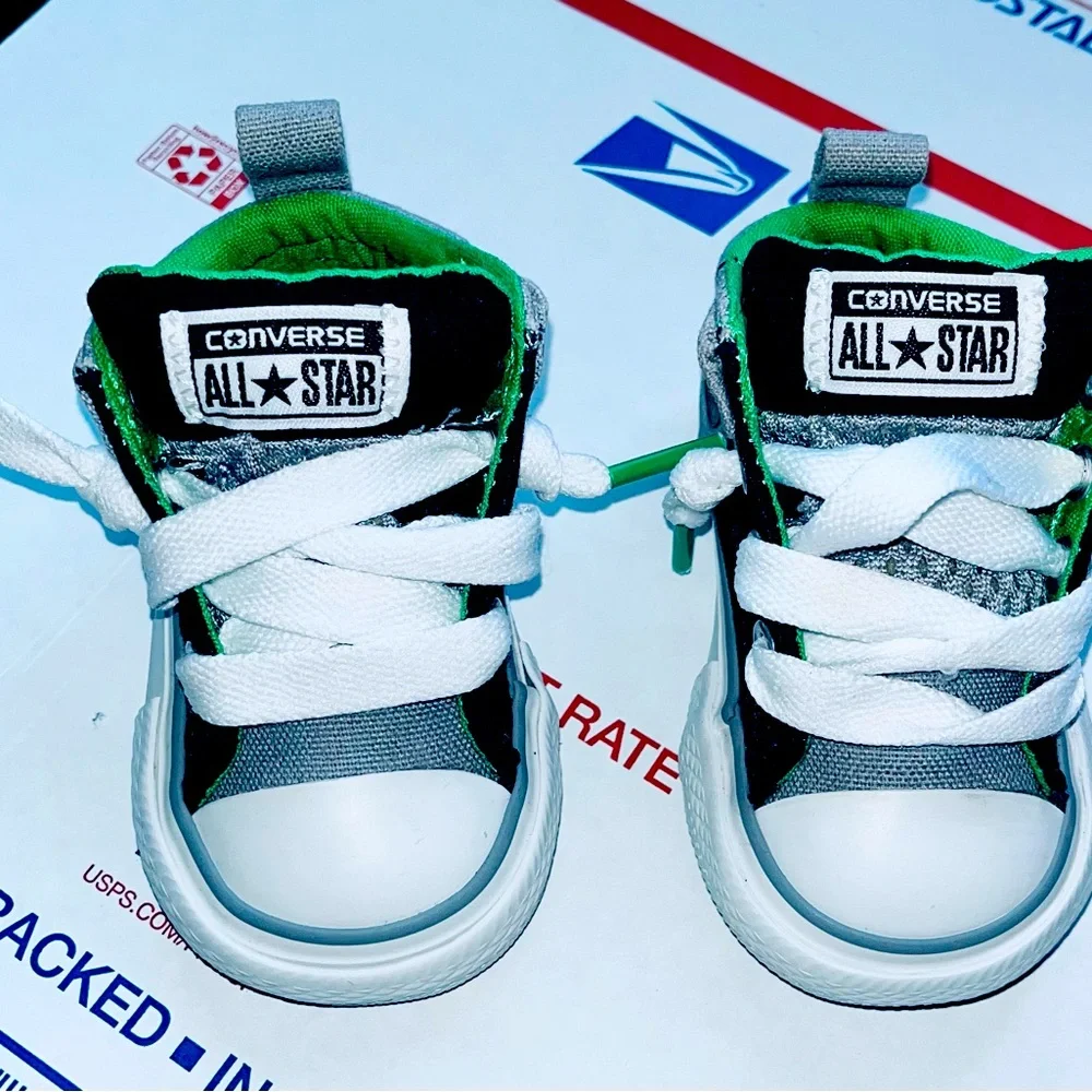 *LIKE NEW** Chuck Taylor AS ‘Street Mid’ (Grey/Black/Green), TD Size 2C: $20 - Picture 4 of 10